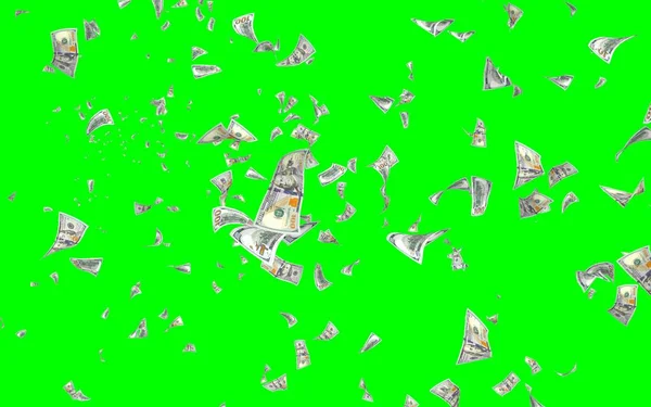 Fliegende Dollarnoten Isoliert Auf Chromakey Geld Liegt Der Luft 100 — Stockfoto