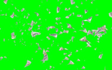 Kromakeyle izole edilmiş uçan dolar banknotları. Havada para uçuyor. 100 Amerikan doları yeni numune alıyor. 3B illüstrasyon