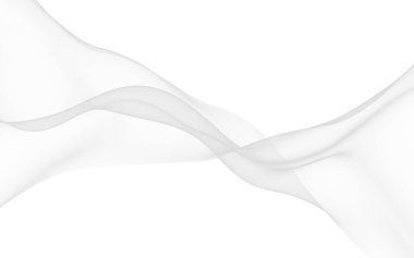 Beyaz soyut arka plan. Dalgalanan beyaz eşarp. Rüzgarın beyaz kumaşında sallanıyor. 3B illüstrasyon