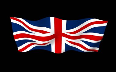 Büyük Britanya bayrağını sallıyor. İngiliz bayrağı. Büyük Britanya ve Kuzey İrlanda Birleşik Krallığı. Birleşik Krallık 'ın sembolü. 3B illüstrasyon