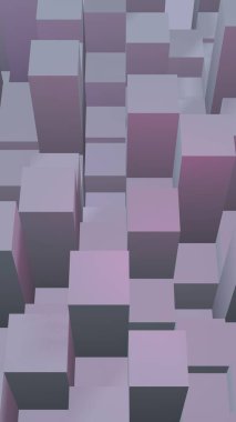 Soyut pembe gri zarif küp geometrik arka plan. Kaotik olarak gelişmiş dikdörtgen çubuklar. 3d Rendering, 3d illüstrasyon