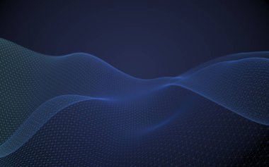 Mavi arka planda soyut manzara. Siber uzay şebekesi. merhaba teknoloji ağı. 3d teknoloji illüstrasyon. Alan derinliği. 3d illüstrasyon