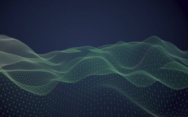 Soyut manzara arka plan. Siber uzay mor ızgarası. merhaba teknoloji ağı. 3d illüstrasyon