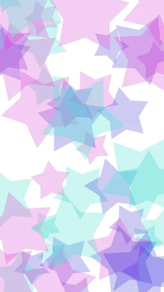 Estrellas Translúcidas Multicolores Sobre Fondo Blanco Tonos Rosados Ilustración —  Fotos de Stock