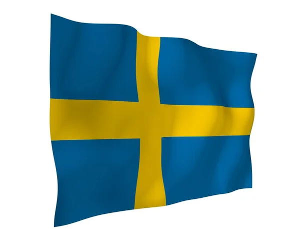 Bandiera Sweden Simbolo Ufficiale Del Regno Svezia Campo Blu Con — Foto Stock