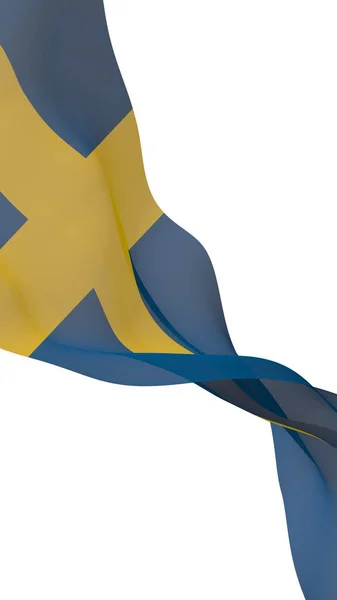 Bandera Suecia Símbolo Estatal Oficial Del Reino Suecia Campo Azul —  Fotos de Stock