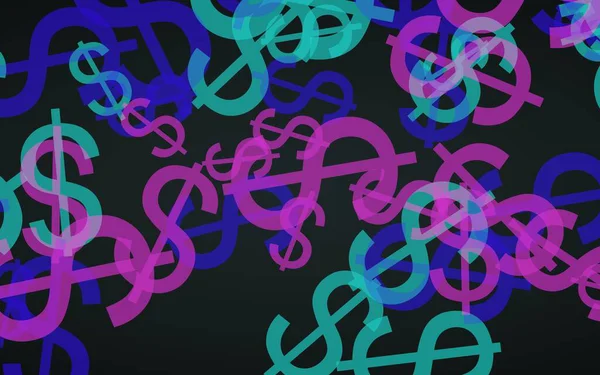 Signos Dólar Translúcidos Multicolores Sobre Fondo Oscuro Tonos Rojos Ilustración — Foto de Stock