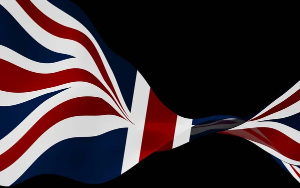 Machająca Flaga Wielkiej Brytanii Ciemnym Tle Brytyjska Flaga Zjednoczone Królestwo — Zdjęcie stockowe