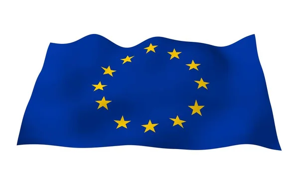 Något Viftande Flagga Europeiska Unionen Isolerad Vit Bakgrund Rendering Symbol — Stockfoto