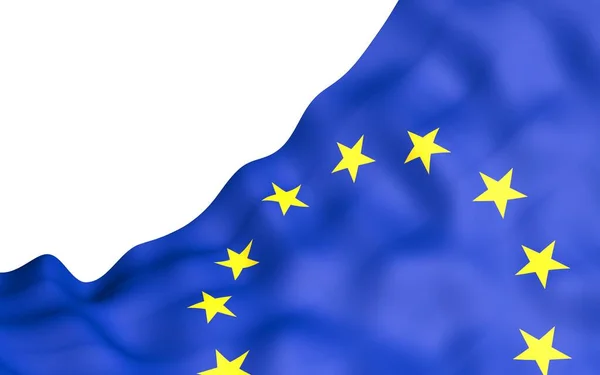 Kissé Lengő Zászló Európai Unió Elszigetelt Fehér Háttér Renderelés Európa — Stock Fotó