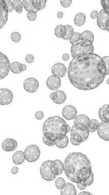 Bitcoin ekonomik balonu. Şifreli para birimi 3 boyutlu illüstrasyon. İş konsepti. Beyaz arka planda gümüş baloncuklar. Bit, Coin, madencilik konsepti