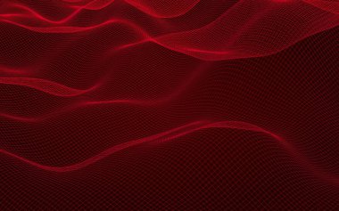 Kırmızı arka planda soyut manzara. Siber uzay şebekesi. merhaba teknoloji ağı. 3d illüstrasyon