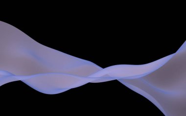 Soyut dalga. Eşarp. Siyah arka plan üzerinde parlak şerit. Soyut duman. Raster hava arka planı. 3d illüstrasyon