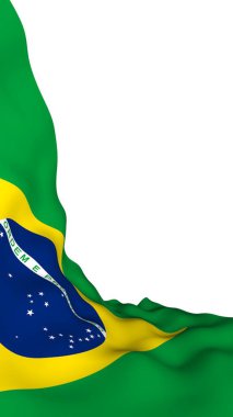 Brezilya bayrağı sallayarak. Ordem e Progresso. Sipariş ve ilerleme. Rio de Janeiro. Güney Amerika. Devlet sembolü. 3D çizim