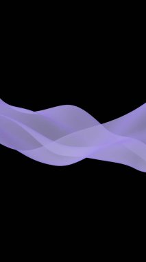 Soyut dalga. Eşarp. Siyah arka planda parlak kurdele. Soyut duman. Raster hava desteği. Dikey görüntü yönlendirmesi. 3B illüstrasyon