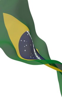 Brezilya bayrağı sallayarak. Ordem e Progresso. Sipariş ve ilerleme. Rio de Janeiro. Güney Amerika. Devlet sembolü. 3D çizim