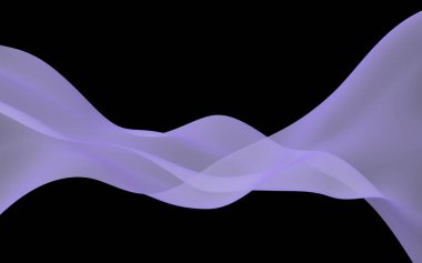 Soyut dalga. Eşarp. Siyah arka plan üzerinde parlak şerit. Soyut duman. Raster hava arka planı. 3d illüstrasyon