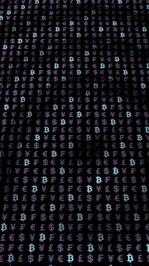 Bitcoin geçmişi. Şifreli para birimi 3 boyutlu illüstrasyon. Dijital para birimi sembolü. İş konsepti. Madencilik, geliştirme, kripto ticareti