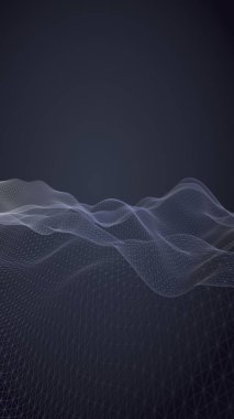 Karanlık bir arka plan üzerinde soyut manzara. Siber uzay donanması mavi ızgara. merhaba teknoloji ağı. 3d illüstrasyon