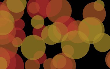 Koyu bir arka plan üzerinde çok renkli yarı saydam daireler. Sarı tonları. 3d illüstrasyon