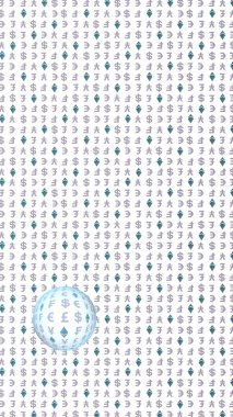 Ethereum kristal ve para beyaz bir arka plan üzerinde. Dijital kripto sembolü. Döviz dalga etkisi, piyasa dalgalanmaları. İş konsepti. 3d illüstrasyon