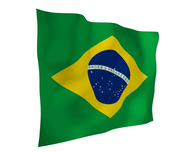 Waving Flag Brazil Ordem Progresso Order Progress Rio Janeiro South — Stock Photo, Image