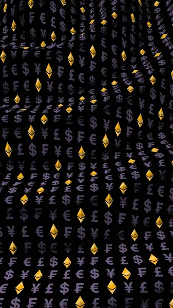 Ethereum Classic Och Valuta Mörk Bakgrund Digital Krypto Symbol Valuta — Stockfoto