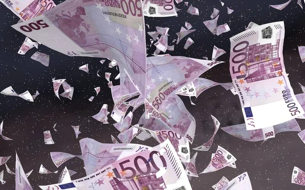 Latające Banknoty Euro Gwiezdnym Tle Przestrzeni Kosmicznej Pieniądze Latają Kosmosie — Zdjęcie stockowe