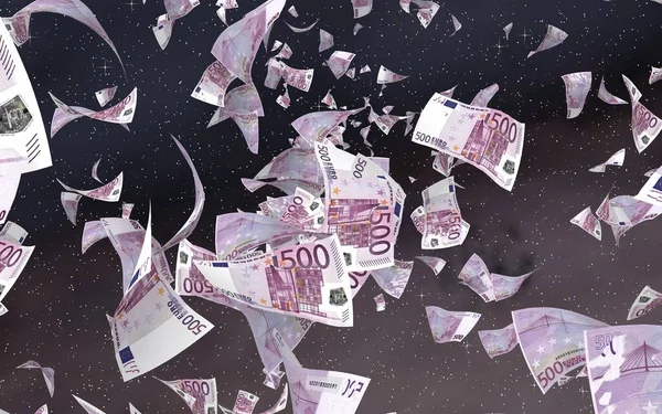 Billetes Euros Voladores Sobre Fondo Estrellado Del Espacio Exterior Dinero —  Fotos de Stock