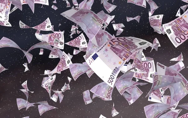 Latające Banknoty Euro Gwiezdnym Tle Przestrzeni Kosmicznej Pieniądze Latają Kosmosie — Zdjęcie stockowe