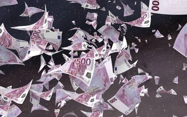 Banconote Euro Volanti Uno Sfondo Stellato Spaziale Esterno Soldi Che — Foto Stock