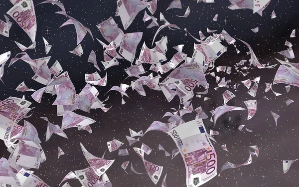 Banconote Euro Volanti Uno Sfondo Stellato Spaziale Esterno Soldi Che — Foto Stock