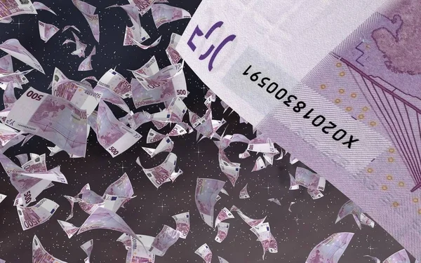 Latające Banknoty Euro Gwiezdnym Tle Przestrzeni Kosmicznej Pieniądze Latają Kosmosie — Zdjęcie stockowe