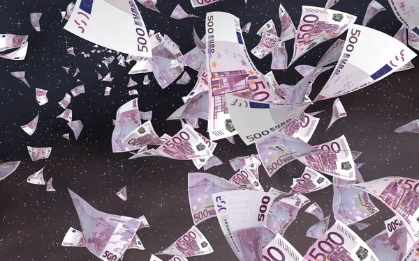 Billetes Euros Voladores Sobre Fondo Estrellado Del Espacio Exterior Dinero —  Fotos de Stock