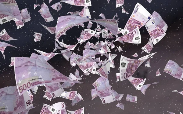 Billetes Euros Voladores Sobre Fondo Estrellado Del Espacio Exterior Dinero —  Fotos de Stock