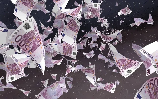 Банкноти Євро Літають Фоні Космічної Зірки Гроші Літають Відкритому Космосі — стокове фото