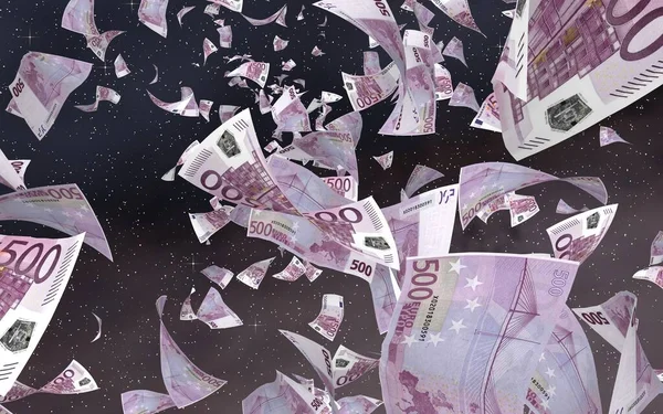 Flying Euro Banknotes Outer Space Starry Background Money Flying Outer — Stock Photo, Image