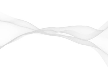 Beyaz soyut arka plan. Dalgalanan beyaz eşarp. Rüzgarın beyaz kumaşında sallanıyor. 3B illüstrasyon