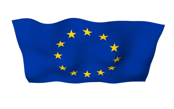Något Viftande Flagga Europeiska Unionen Isolerad Vit Bakgrund Rendering Symbol — Stockfoto