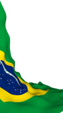 Brezilya bayrağı sallayarak. Ordem e Progresso. Sipariş ve ilerleme. Rio de Janeiro. Güney Amerika. Devlet sembolü. 3D çizim