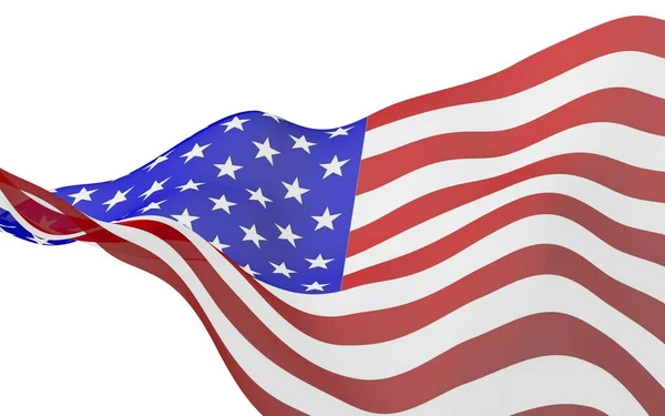 飘扬的美利坚合众国国旗 星条旗 美国的国家象征 3D插图 — 图库照片
