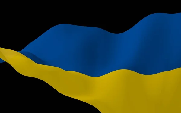 Flag Ukraine Dark Background National Flag State Ensign Blue Yellow — Stock Photo, Image