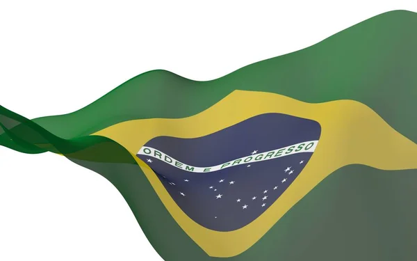 Wapperende Vlag Van Brazilië Ordem Progresso Orde Vooruitgang Rio Janeiro — Stockfoto