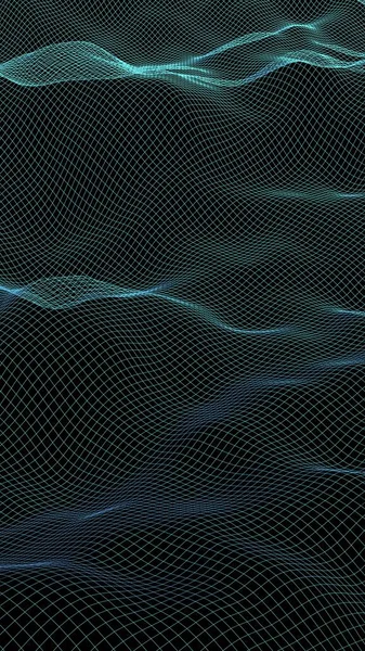 Contexte Abstrait Paysage Grille Grise Cyberespace Salut Réseau Technologique Illustration — Photo