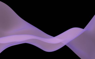 Soyut dalga. Eşarp. Siyah arka plan üzerinde parlak şerit. Soyut duman. Raster hava arka planı. 3d illüstrasyon