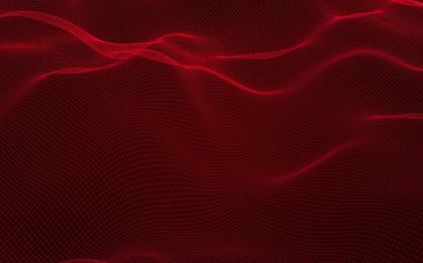 Kırmızı arka planda soyut manzara. Siber uzay şebekesi. merhaba teknoloji ağı. 3d illüstrasyon