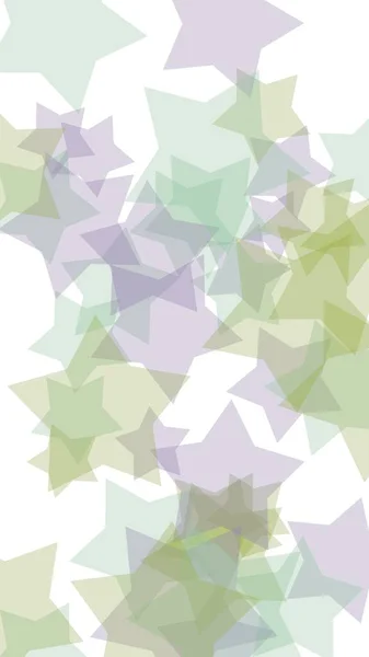Mångfärgade Genomskinliga Stjärnor Vit Bakgrund Gröna Toner Illustration — Stockfoto
