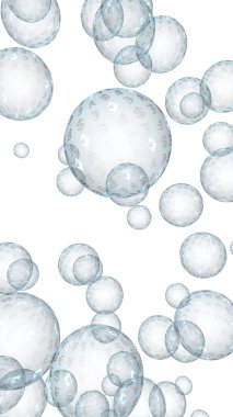 Ethereum ekonomik mali balonu. kripto para birimi 3d illüstrasyon. İş konsepti. Beyaz arka planda mavi kabarcıklar