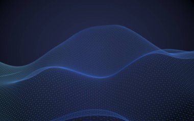 Mavi arka planda soyut manzara. Siber uzay şebekesi. merhaba teknoloji ağı. 3d teknoloji illüstrasyon. Alan derinliği. 3d illüstrasyon