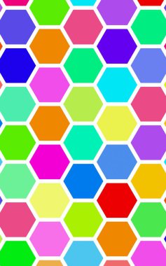 Petek çok renkli, çok renkli. Biyometrik geometri. 3d illüstrasyon